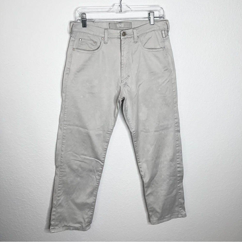 Versace Jeans Couture Pants Men size 32 Gray Destroyed Bleach Splatter CL